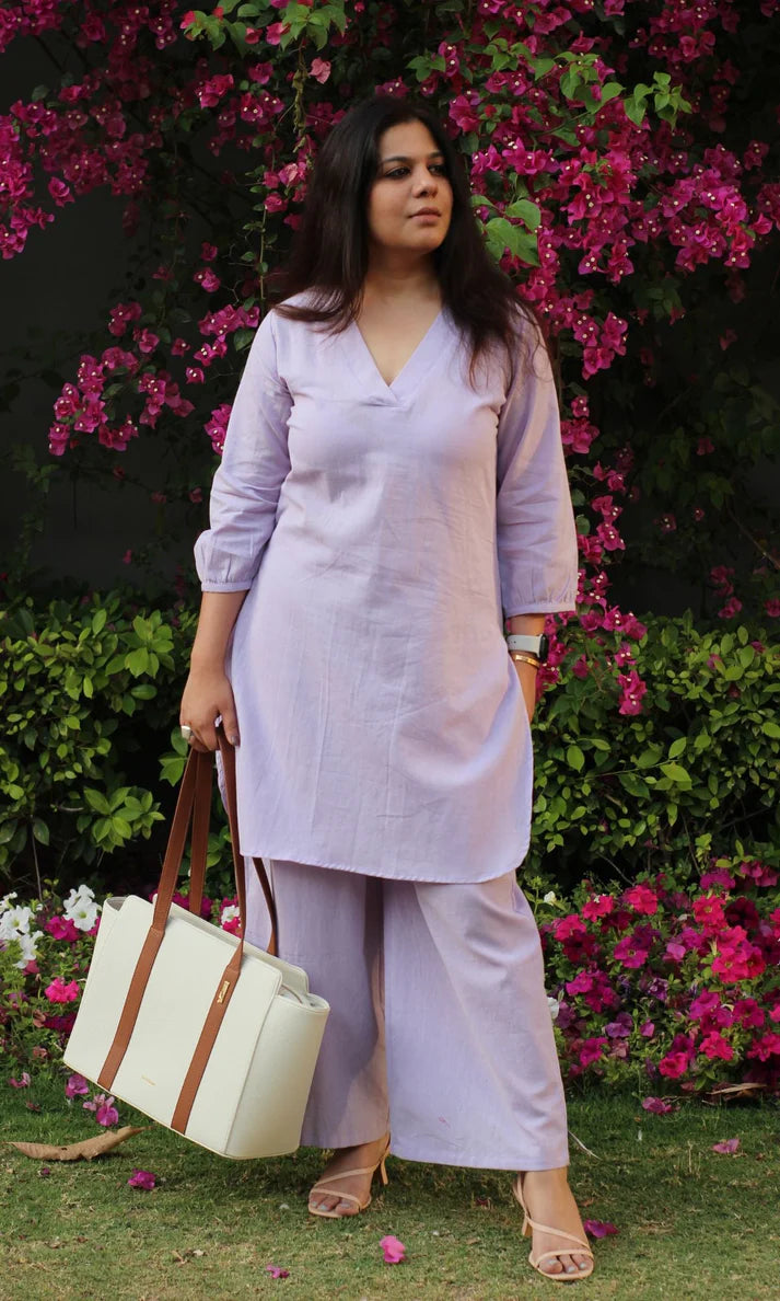 Cotton Mix Light Purple Coord Set