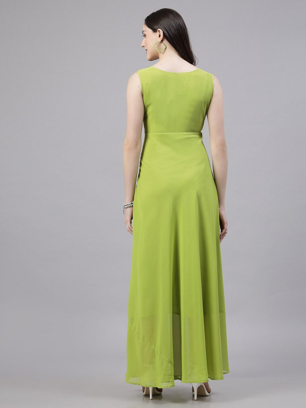 Women Fit and Flare Dress (Fluorescent green)