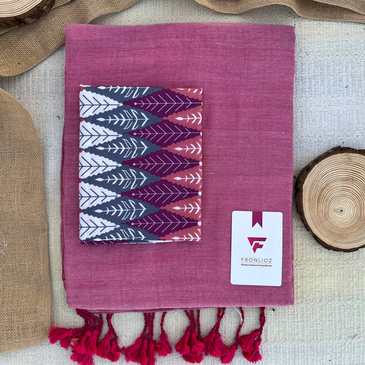 Pinky Khadi Cotton Saree & Designer Blouse