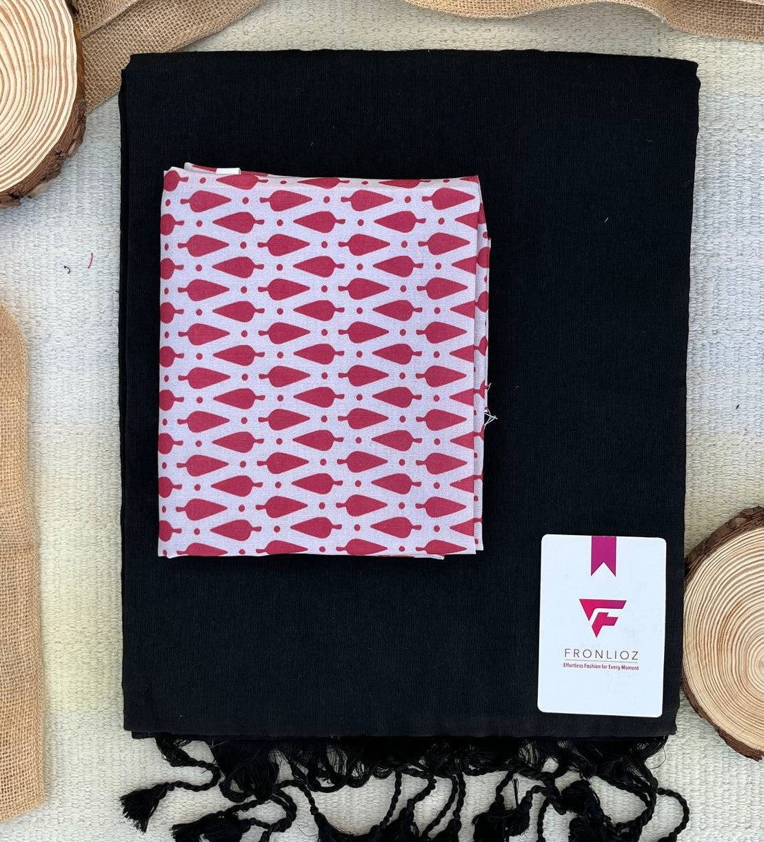 Black Khadi Cotton Saree & Designer Blouse