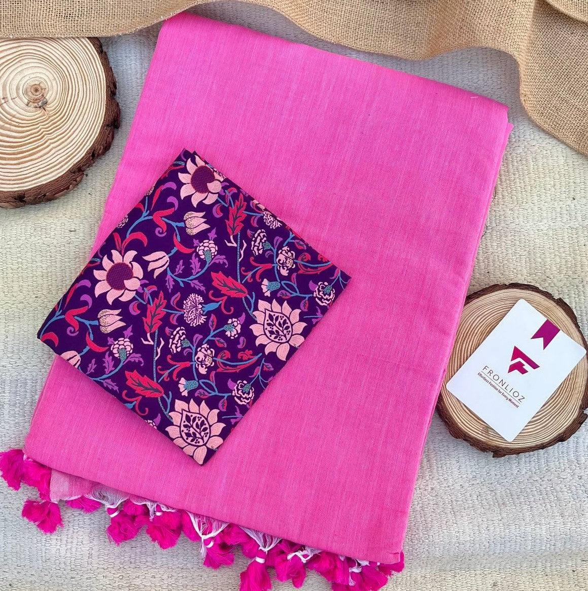Baby Pink Khadi Cotton Saree & Designer Blouse