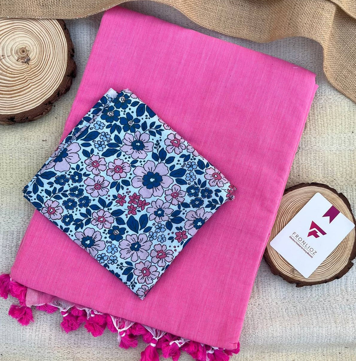 Baby Pink Khadi Cotton Saree & Designer Blouse