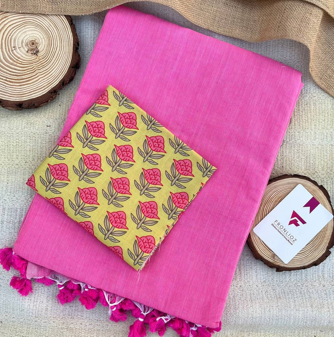 Baby Pink Khadi Cotton Saree & Designer Blouse