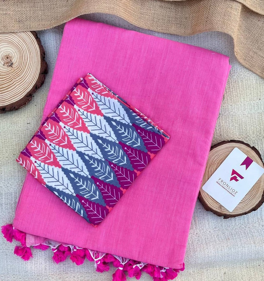 Baby Pink Khadi Cotton Saree & Designer Blouse