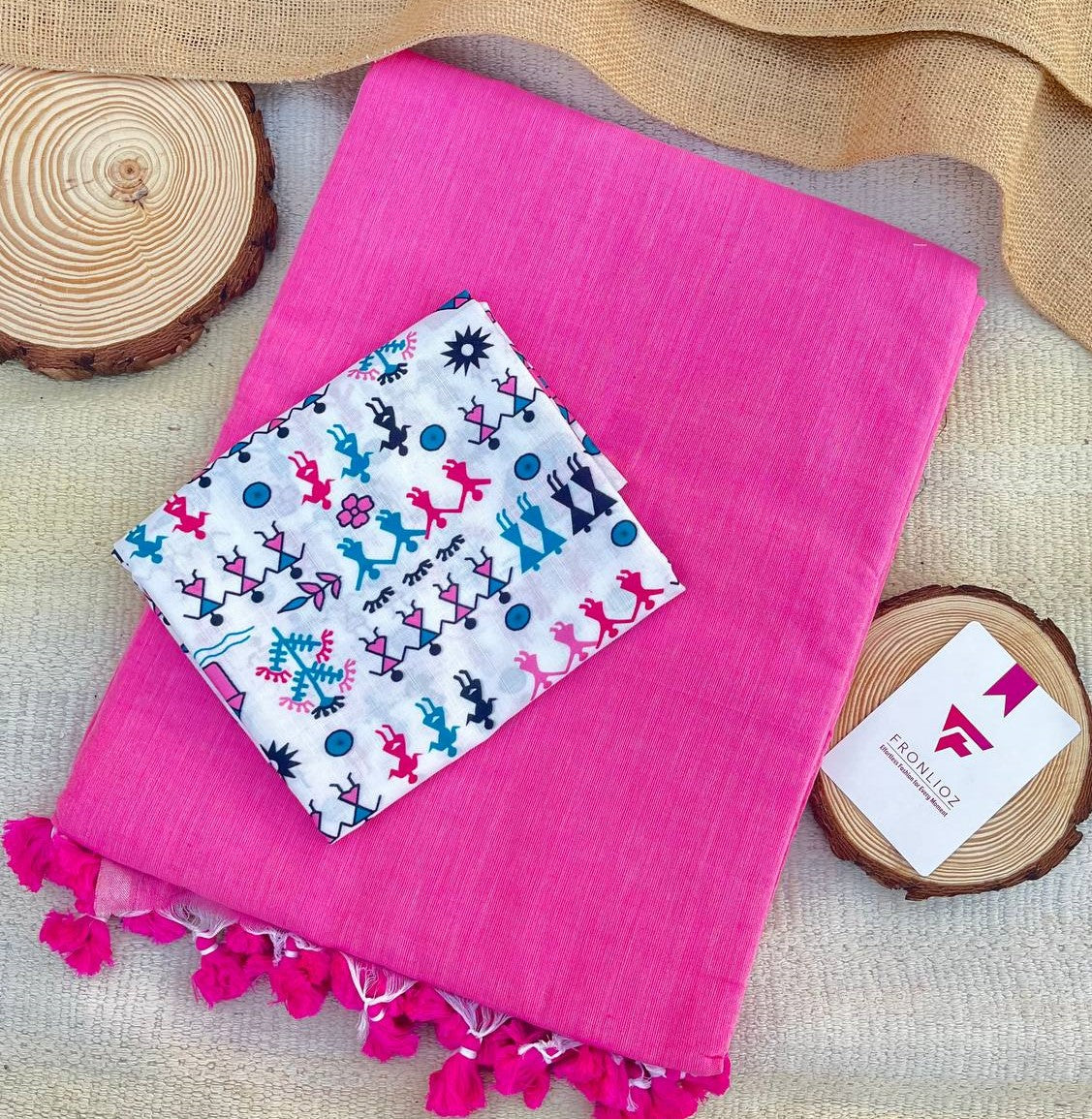 Baby Pink Khadi Cotton Saree & Designer Blouse