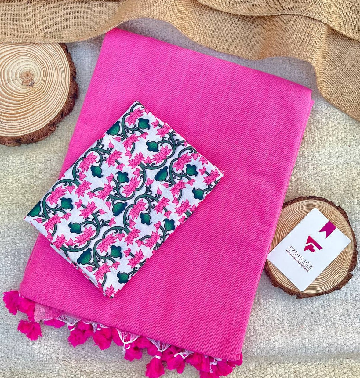 Baby Pink Khadi Cotton Saree & Designer Blouse
