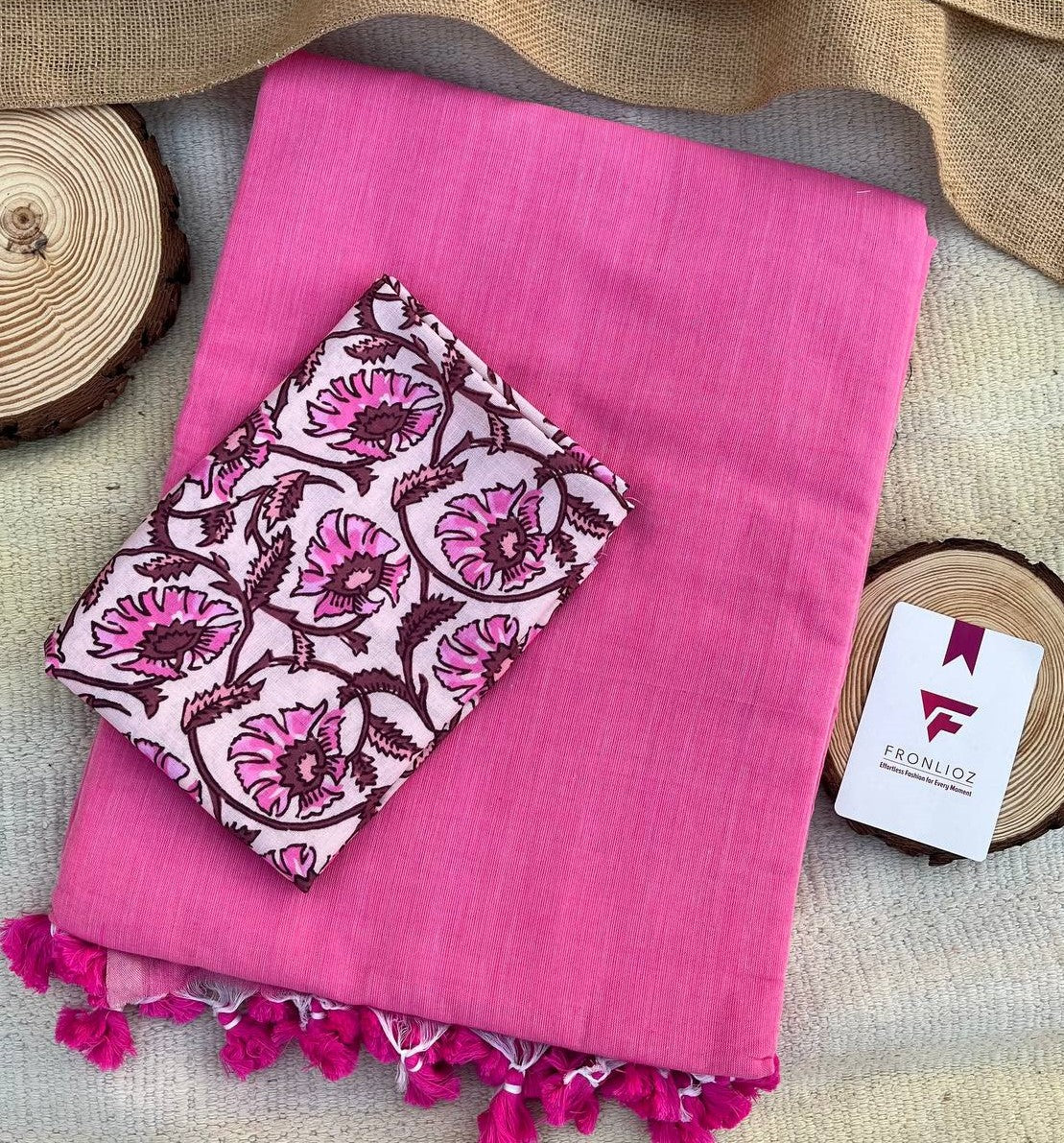 Baby Pink Khadi Cotton Saree & Designer Blouse