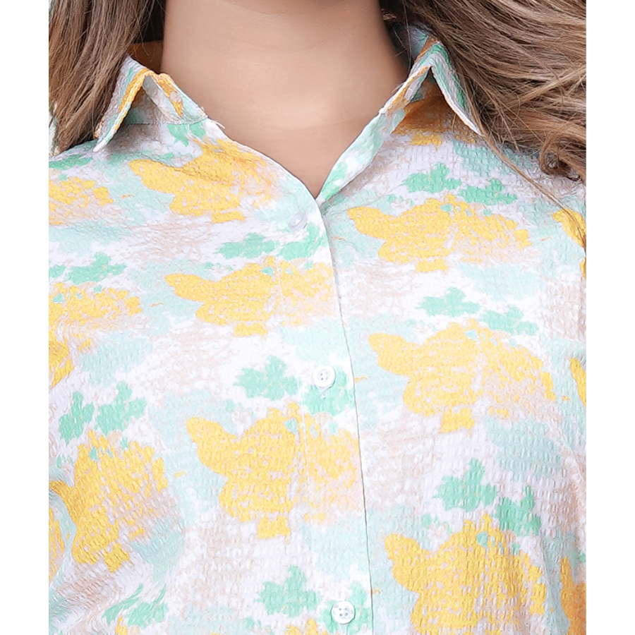 CREAM & MUSTARD COLOR COTTON PRINTED SHIRT