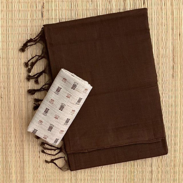 Traditional coffee cotton look saree
