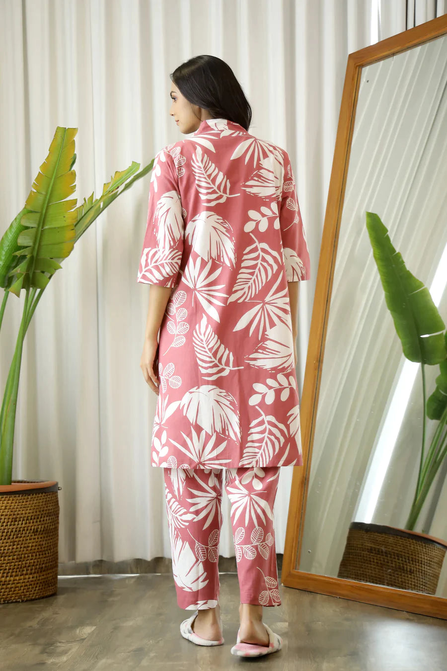 WINE COTTON PRINTED 3 PEICE CO-ORD SET