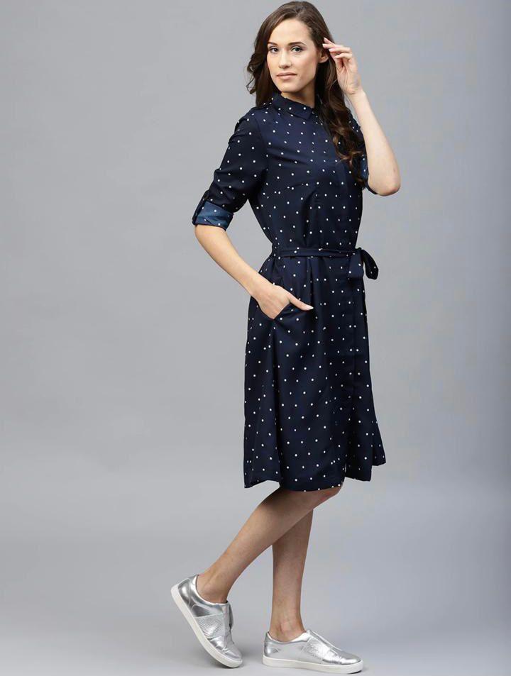 Rayon Printed Polka Dot Women's Short Dress