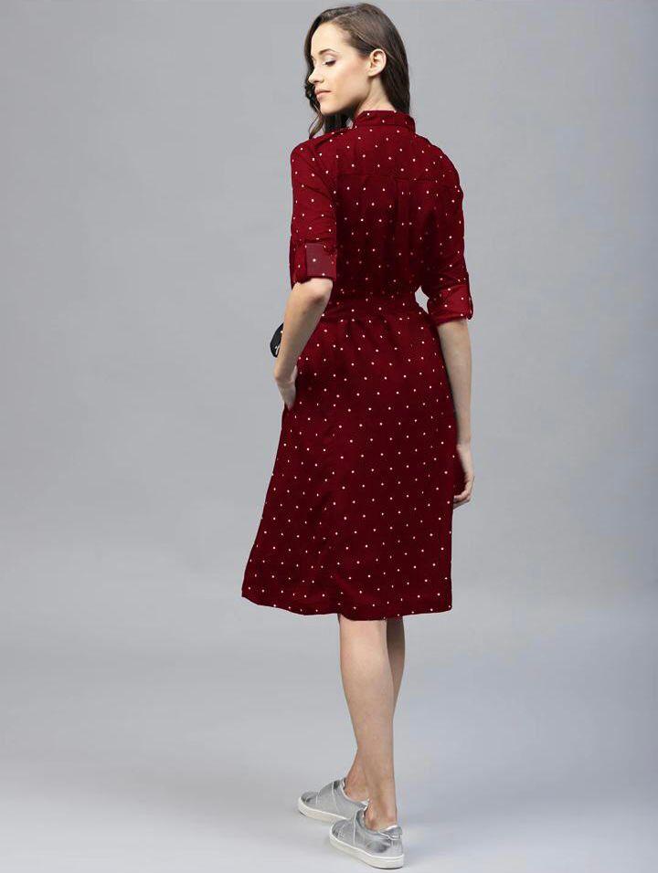 Rayon Printed Polka Dot Women's Short Dress