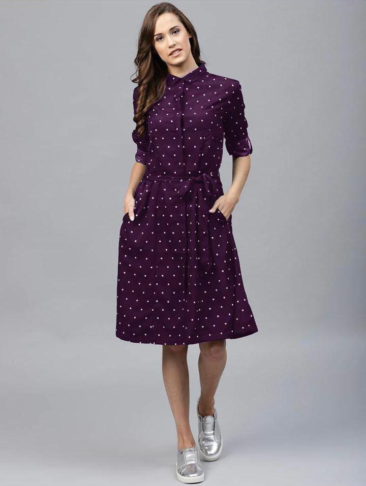 Rayon Printed Polka Dot Women's Short Dress