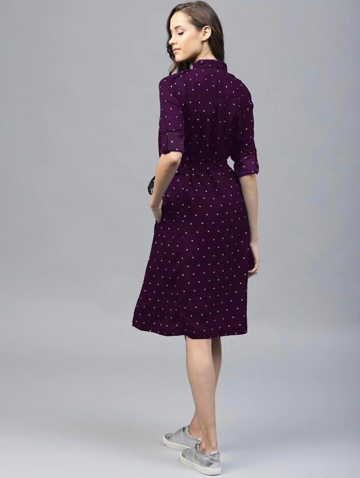 Rayon Printed Polka Dot Women's Short Dress